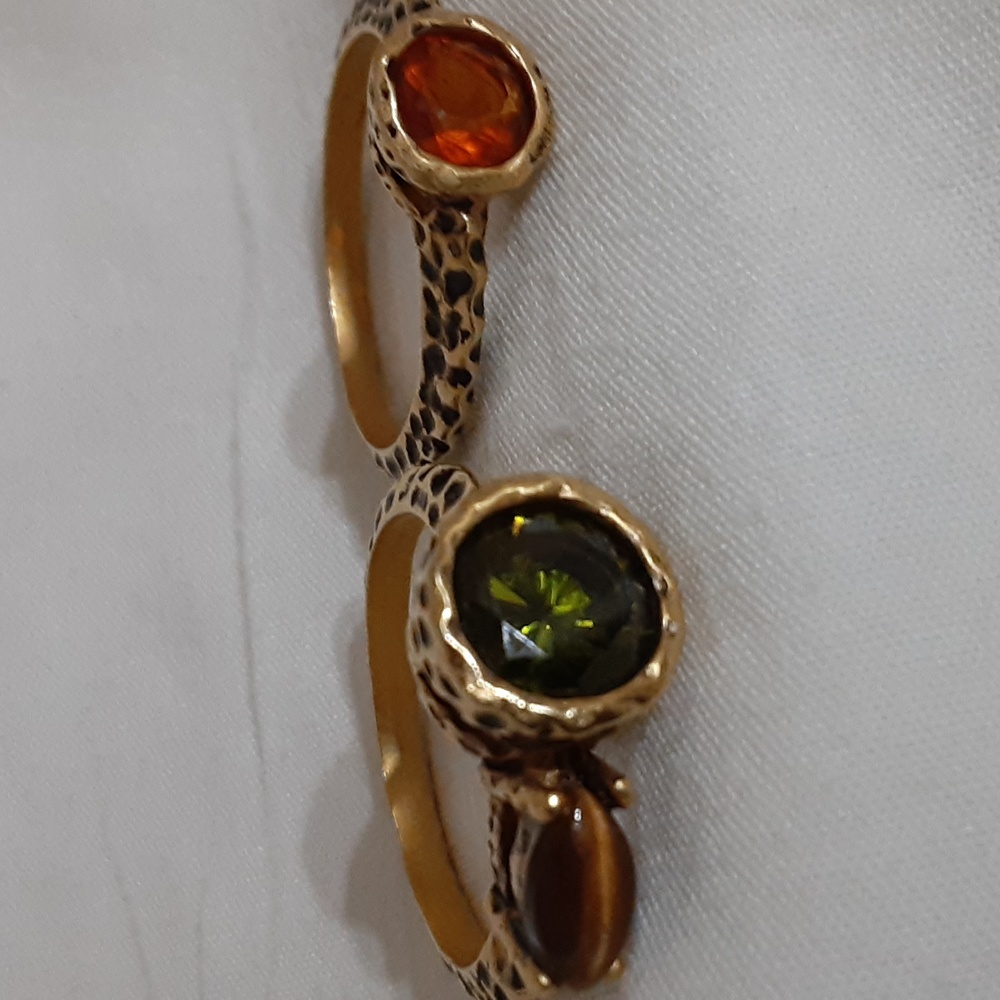 Two Ring Set Gemstones and Tiger's Eye
